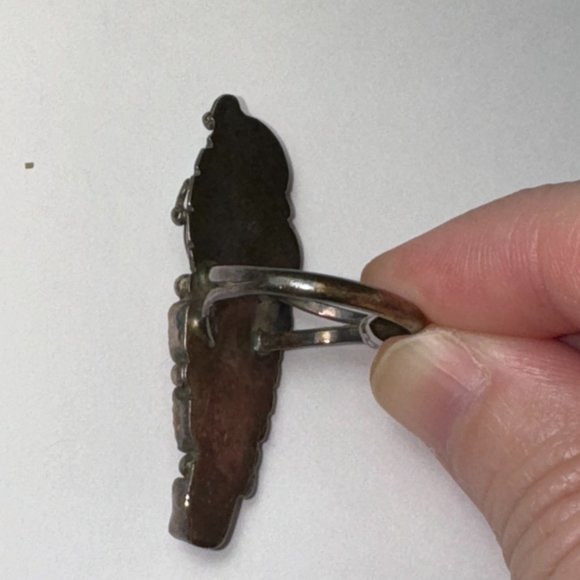 Sterling Silver Turquoise And Coral Ring, Size 9 - Picture 9 of 14